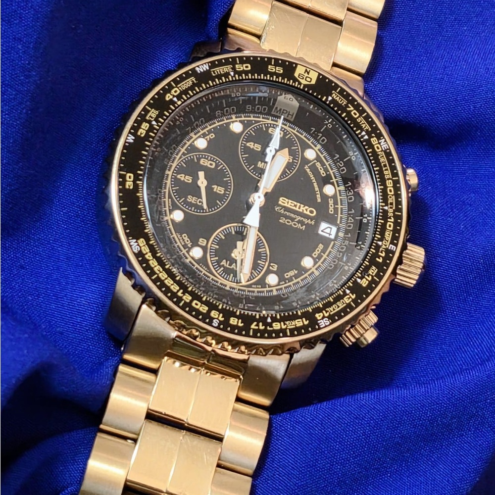 Seiko SNA414P1 Flight Master Chrono Mens Watch with Alarm Funciton - Picture 9 of 10